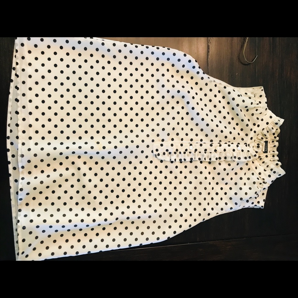Jcrew polka dot sleeveless blouse with ruffle